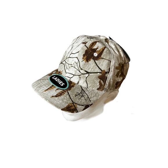 Realtree Xtra Colors Ladies Adjustable Baseball Hat Cream/Tan Leaf Pattern - Picture 3 of 4